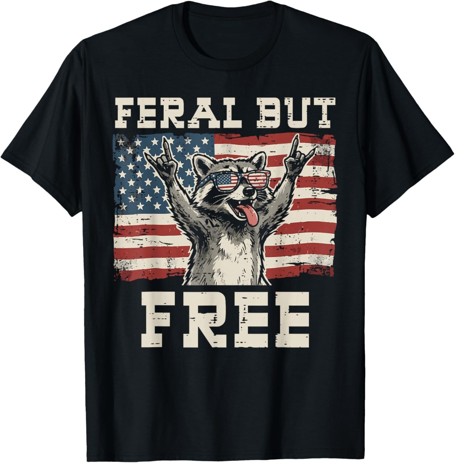 Raccoon Feral But Free 4th of July Patriotic Men Women unisex T-Shirt gallery