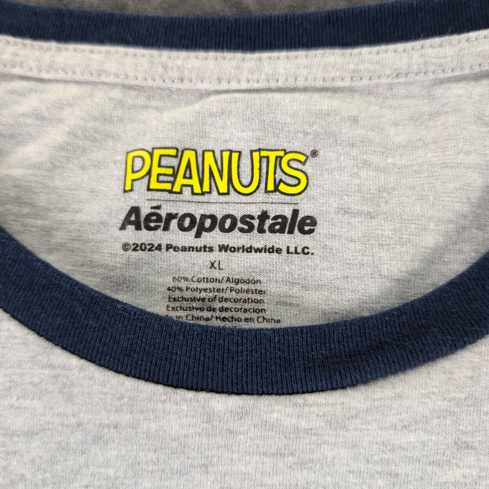 Peanuts x Aeropostale T Shirt Ringer Tee Snoopy Short Sleeve Men XL gallery