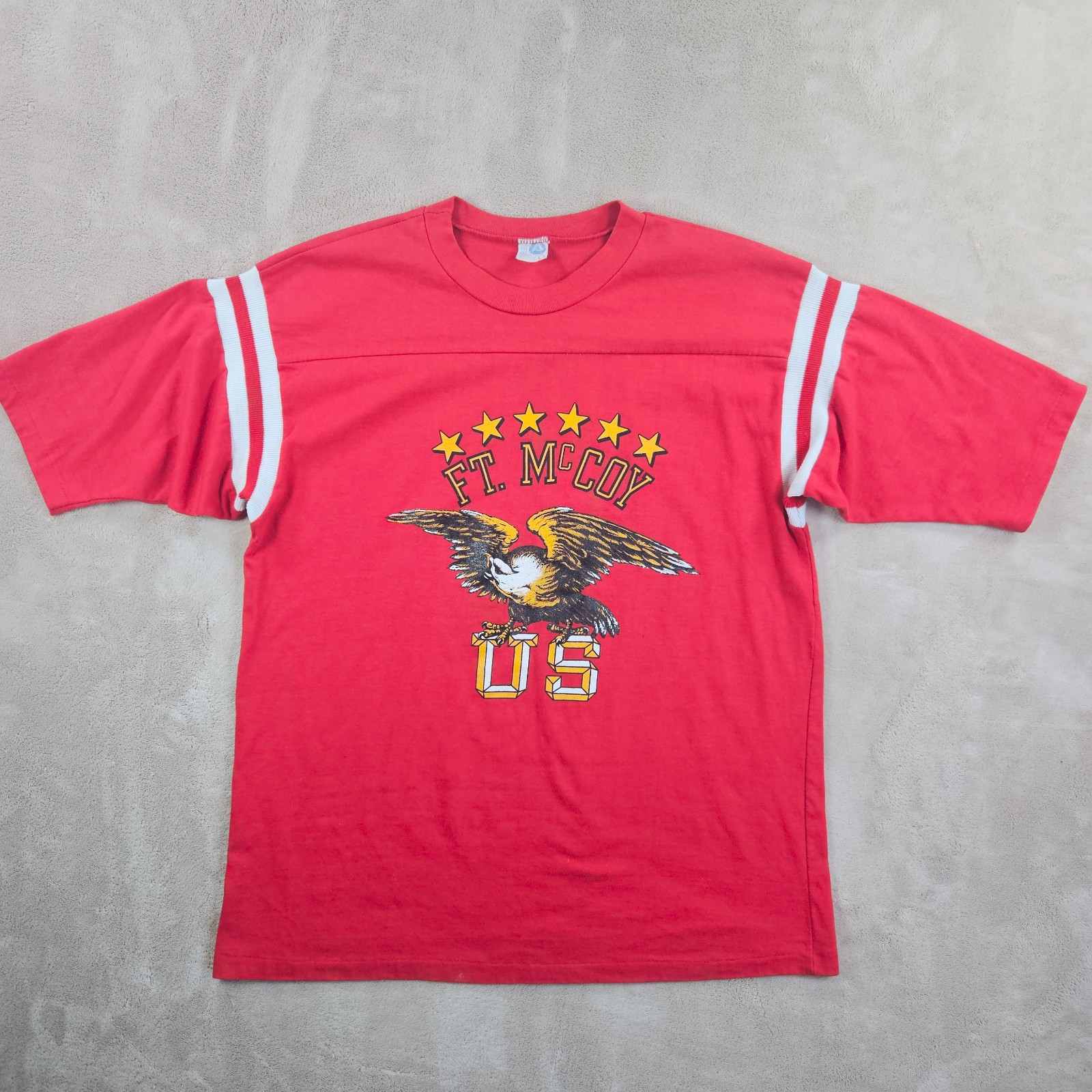 Vintage 80s Ft McCoy US Army Eagle T Shirt L Artex Made USA Military Graphic