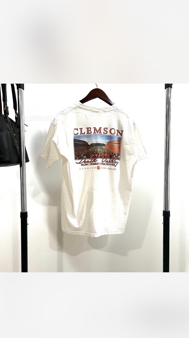 Men’s Clemson Graphic Print White Cotton T-Shirt Size M Regular Crew Neck gallery