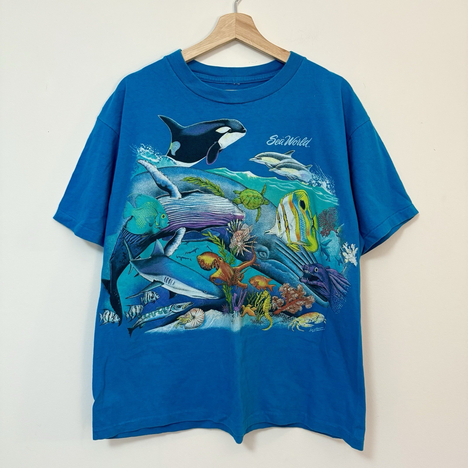 VTG Sea World Aquatic Underwater Scene 90s Y2K Single Stitch Graphic Tee gallery