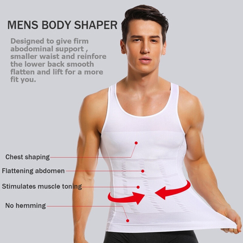 Men 3 Pack Body Shaper Slimming Tummy Vest Compression Shirts Tank Top Shapewear gallery
