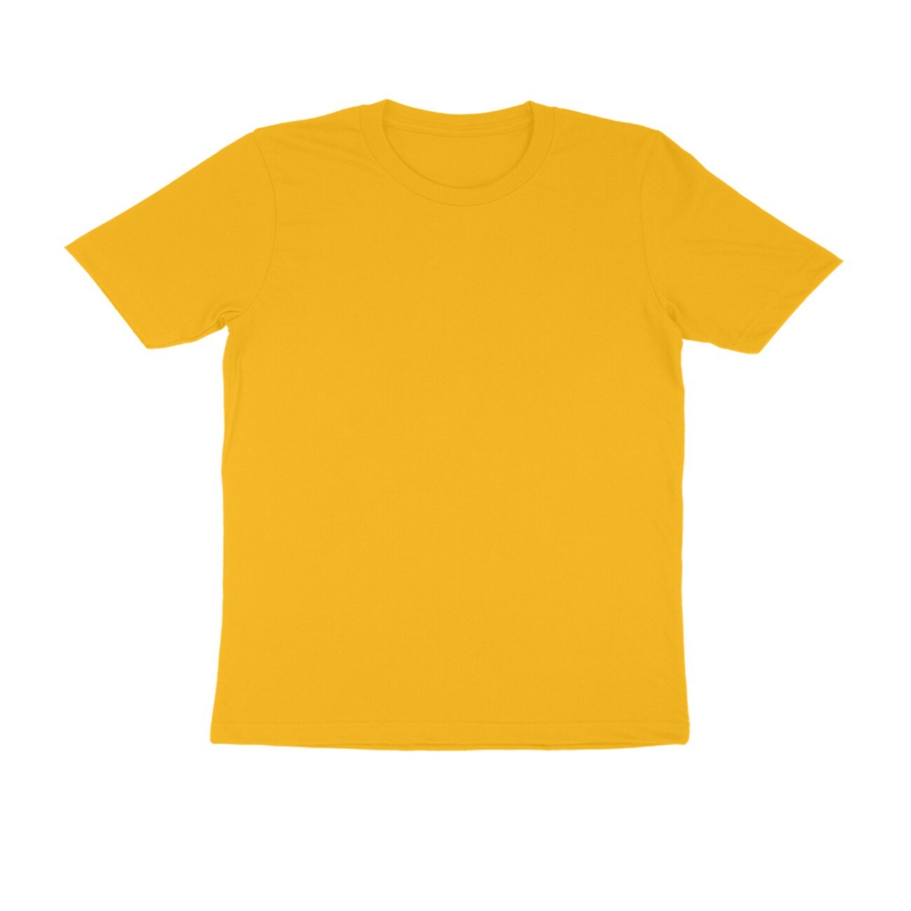 Round Neck Golden Yellow Color Mix Size Half Sleeve Casual Wear T shirt For Men