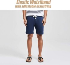 maamgic Men’s Fleece Pajama Flat Front Shorts 9″ Casual Medium, Dark Blue
