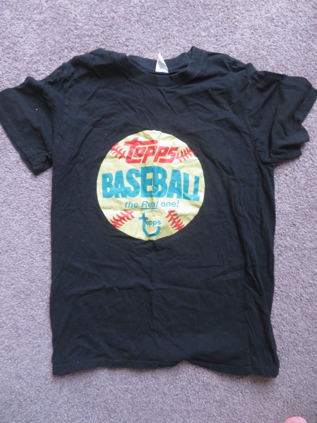 Homage Topps Baseball Cards The Real One Blue Crewneck T-Shirt Size Large gallery