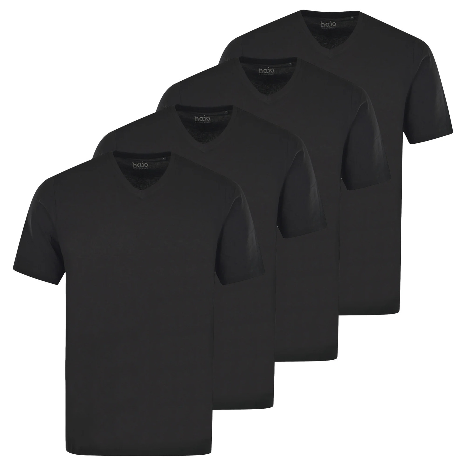 hajo Men's T-Shirt, 4 Pack - Basic, Short Sleeve, V-Neck, Cotton, Plain... gallery