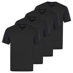 hajo Men’s T-Shirt, 4 Pack – Basic, Short Sleeve, V-Neck, Cotton, Plain…