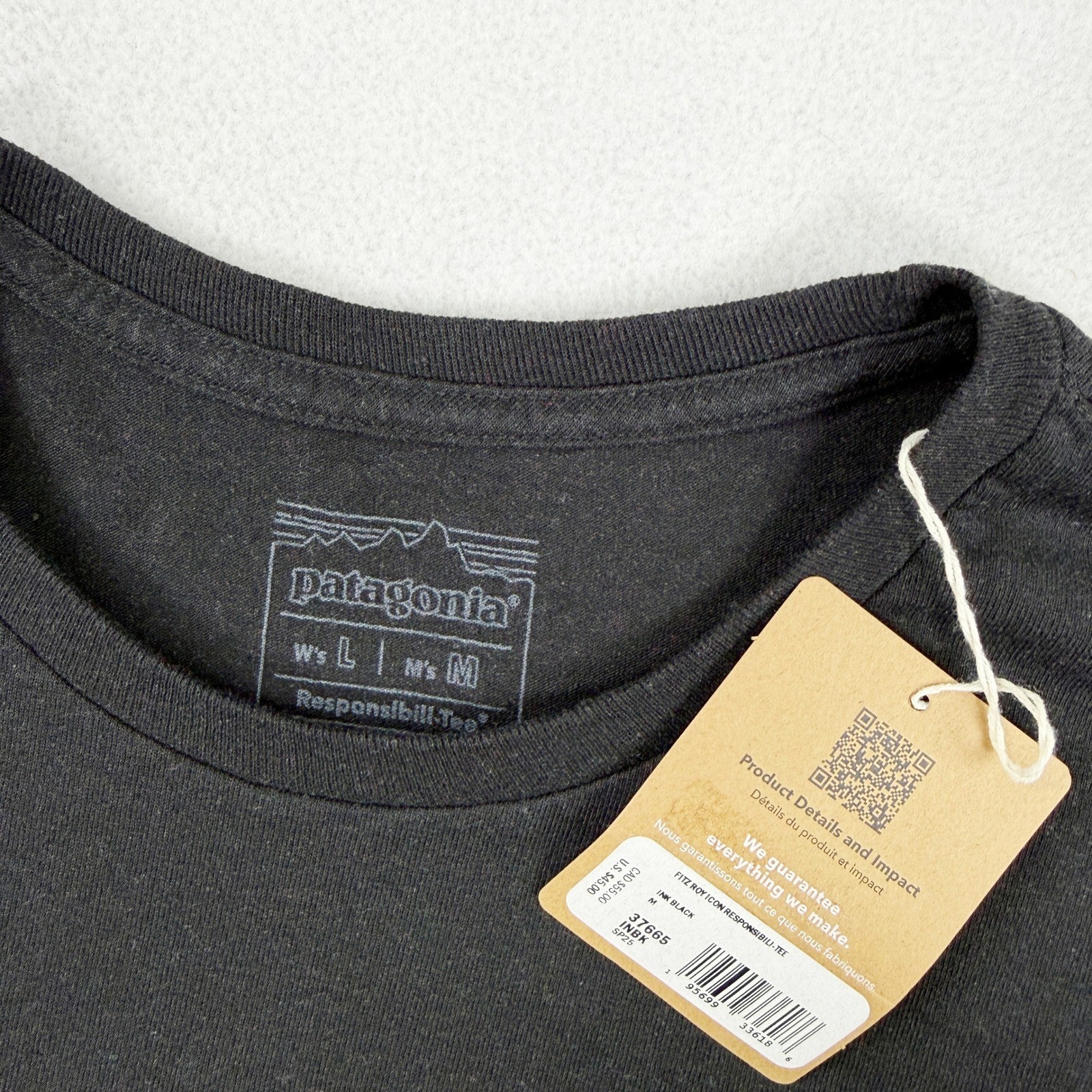 Patagonia Responsibili-Tee Tshirt Size M Mens Black Fitz Roy Icon 37665 NEW gallery