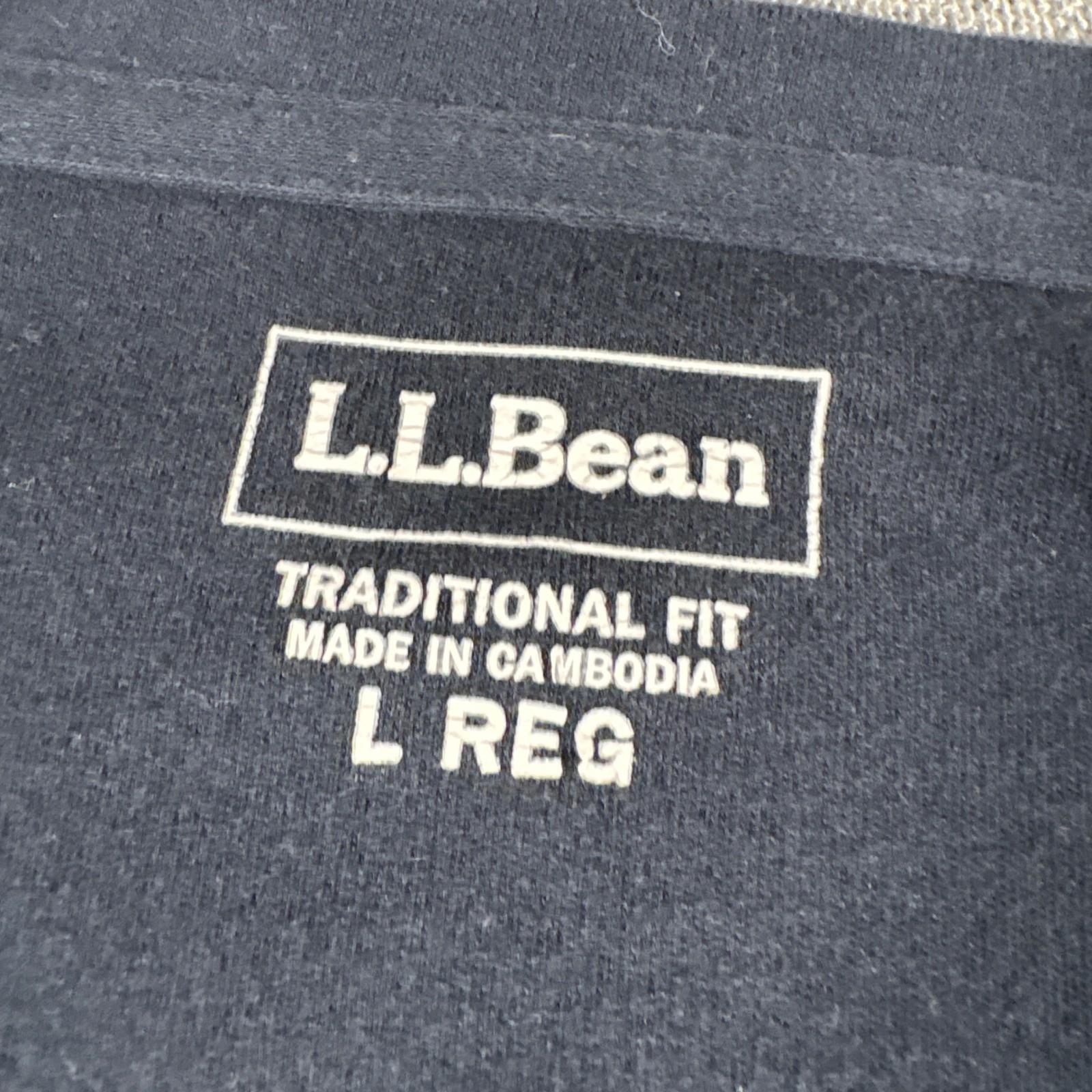 L.L. Bean Henley Shirt Mens L REG Navy Blue Short Sleeve Raglan Traditional Fit gallery