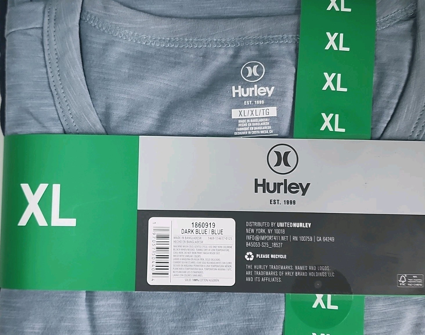Hurley Men’s 2-Pack Graphic Logo 100% Cotton Knit Classic Fit Crew Tee XL Blue! gallery