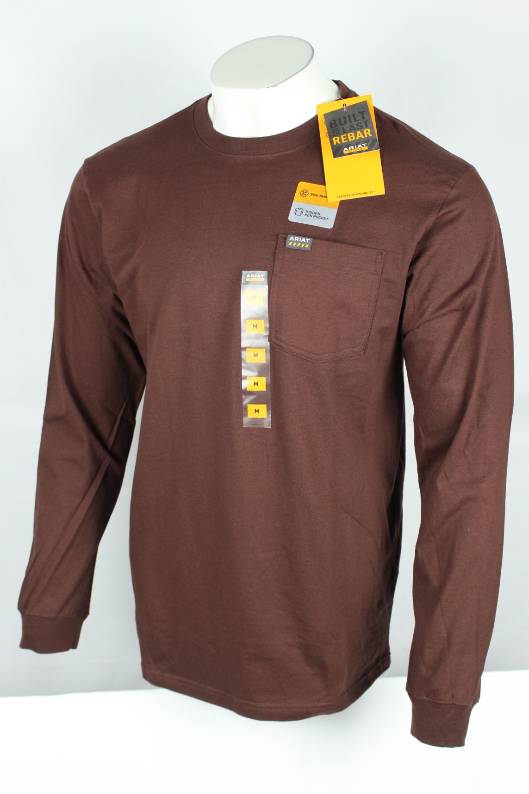 Ariat Men's Rebar Cotton Strong Hardhead Pocket T Shirt Long Sleeve Bitter Choco gallery