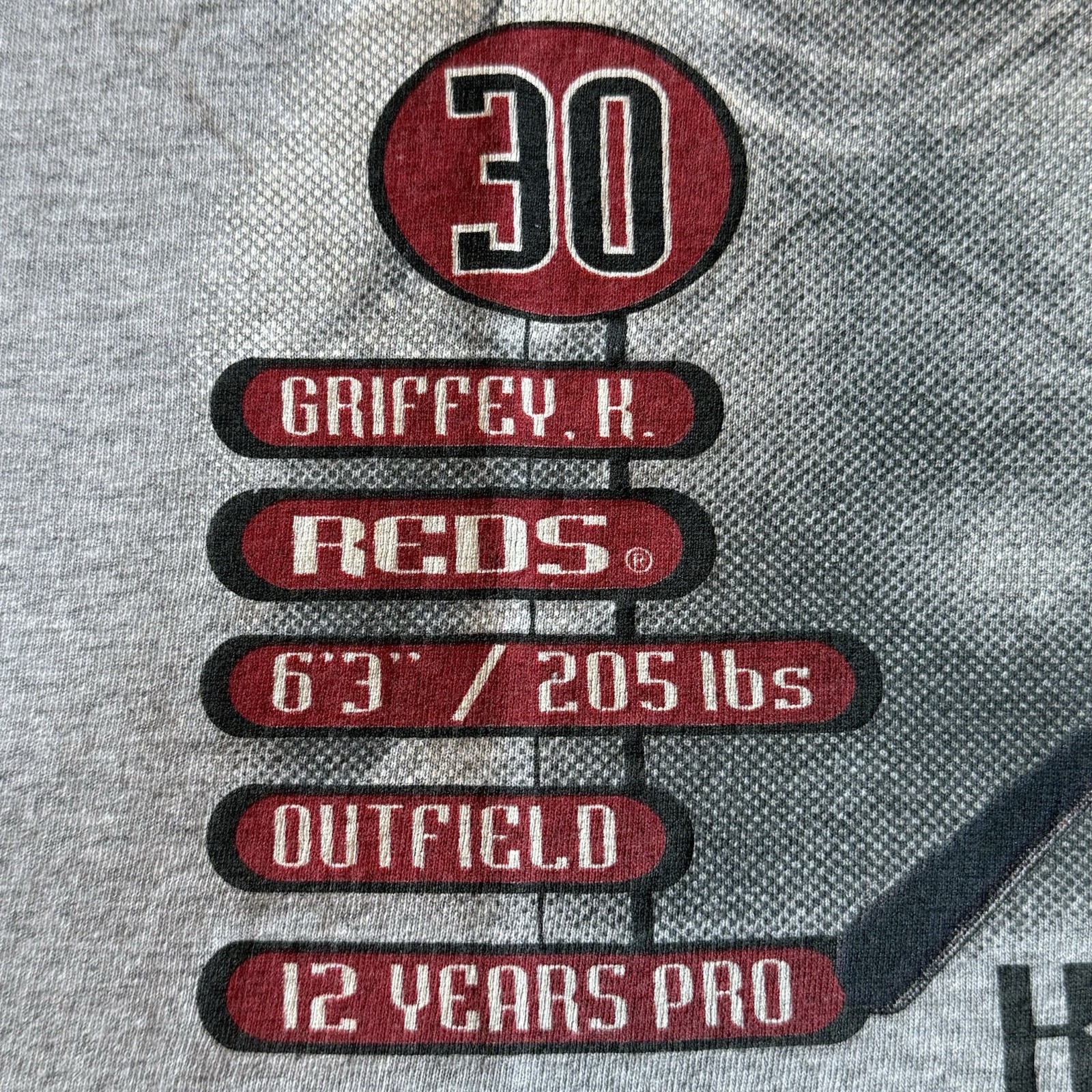 KEN GRIFFEY JR Cincinnati Reds MLB Licensed T-Shirt 2000 LARGE Preowned VTG gallery