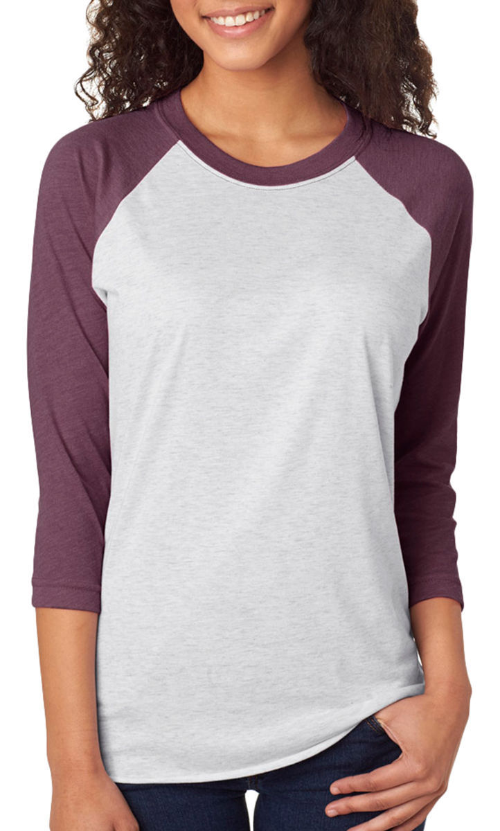 Next Level - UNISEX 3/4 Sleeve Raglan Baseball T-Shirt Tri Blend Plain Tee 6051 gallery