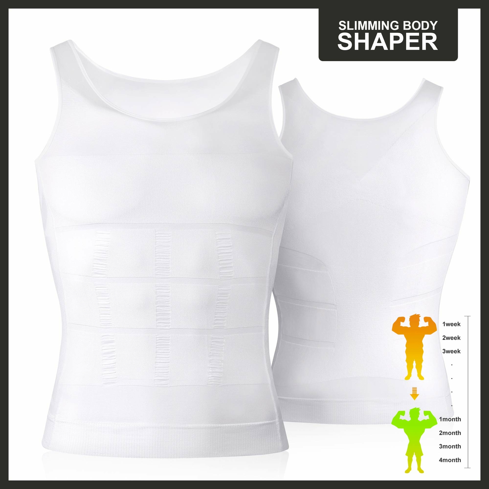 Men Compression Shirt Shapewear Slimming Body Shaper Vest Undershirt Tank Top US gallery