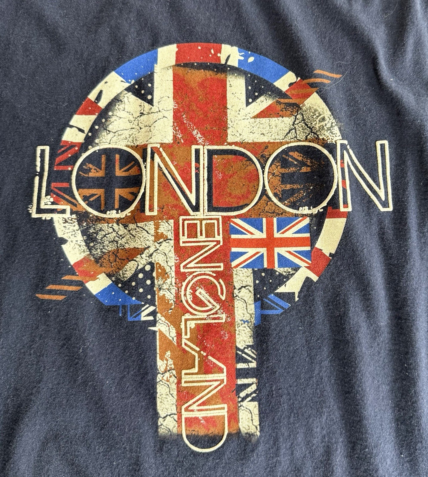 London England Union Jack Flag T Shirt XXL (Fits XL) 29x23 Blue Short Sleeve gallery