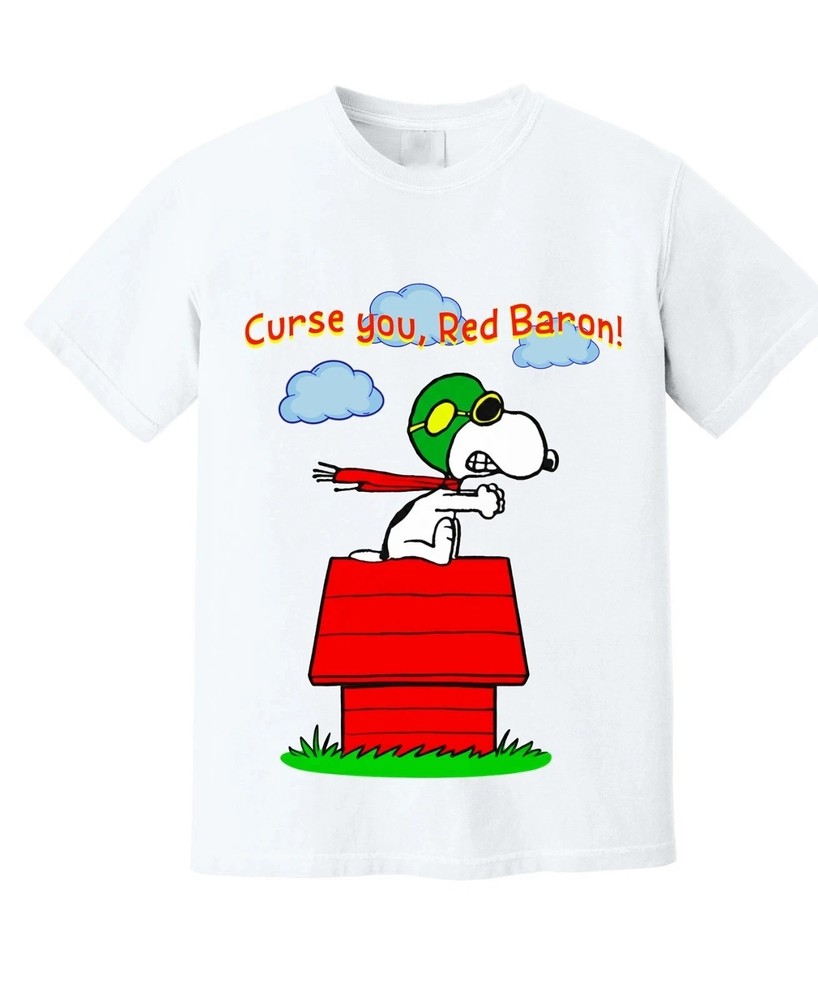 Snoopy Peanuts Flying Ace Red Baron Graphic T-Shirt Pilot T-Shirt S-4XL