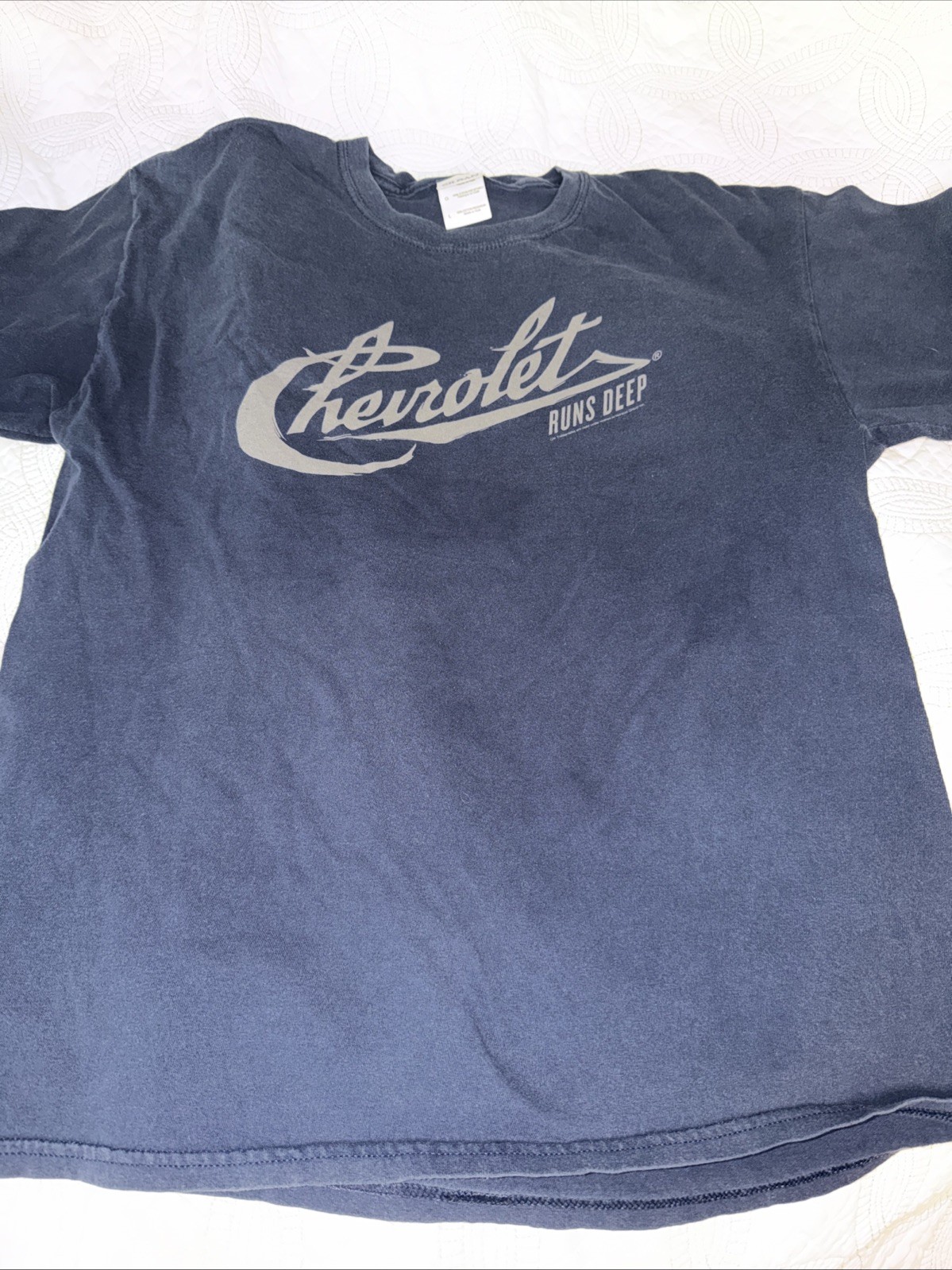 Chevrolet Runs Deep Navy Blue Gilden Sz Large Style Car Lover Tee