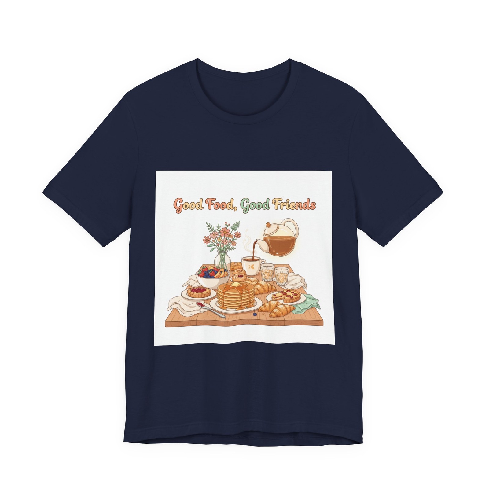 Good Food Good Friends T-Shirt | Brunch Core, Coffee & Croissant Art gallery