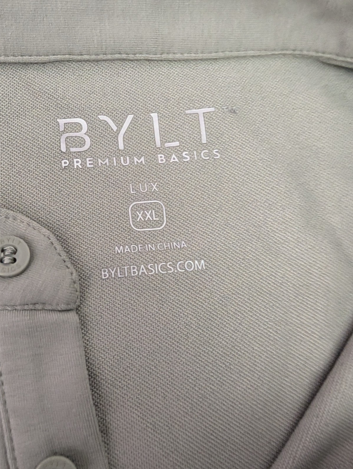 BYLT Basics Stand Collar Short Sleeve Polo LUX Shirt Gray Men XXL gallery