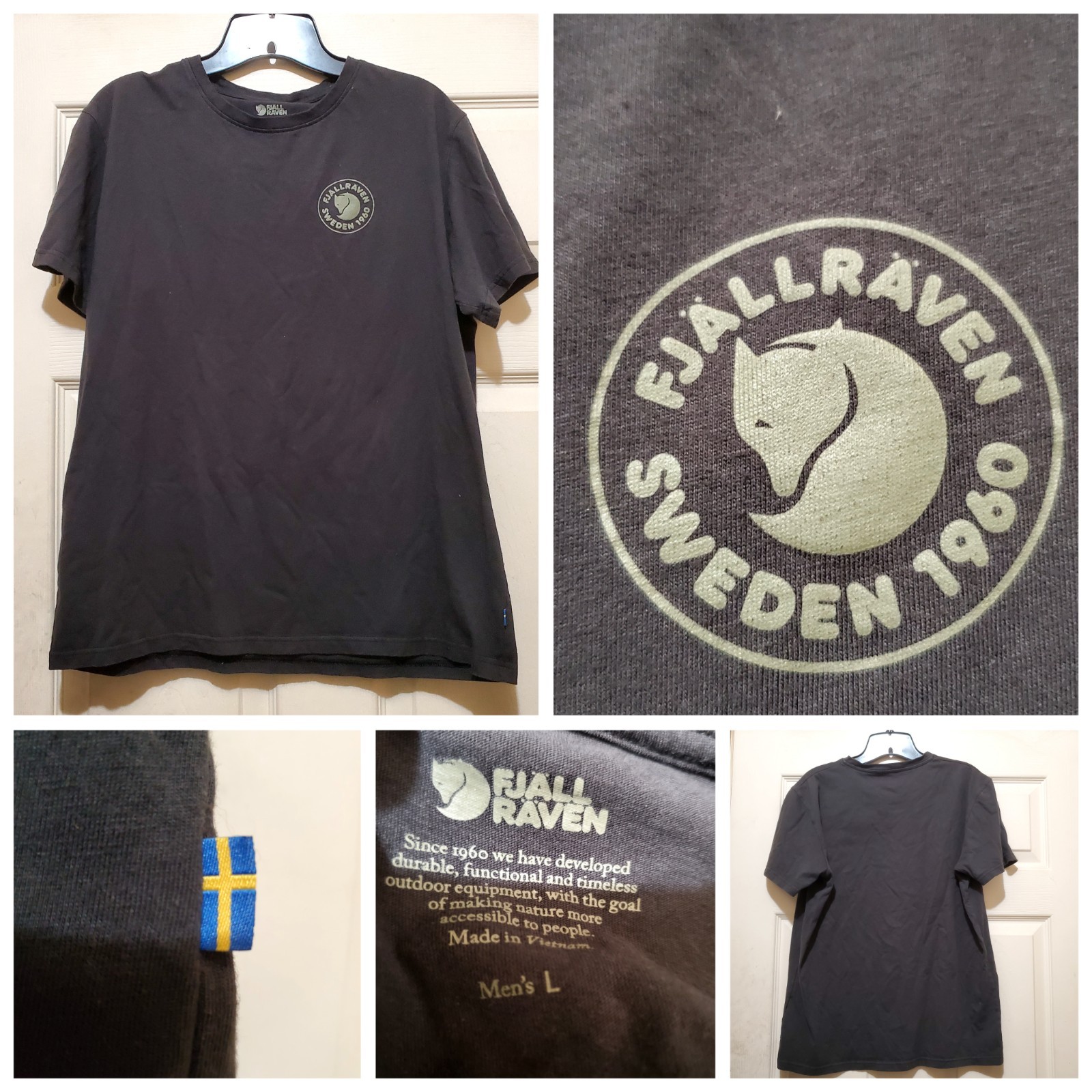 Fjallraven Shirt Mens Large Black Tee Minimalist Fox Circle Sweeden Huckberry
