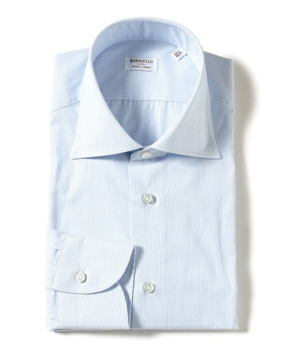 (ASK availability First) BEAMS Borriello Microstripe wide collar shirt New gallery