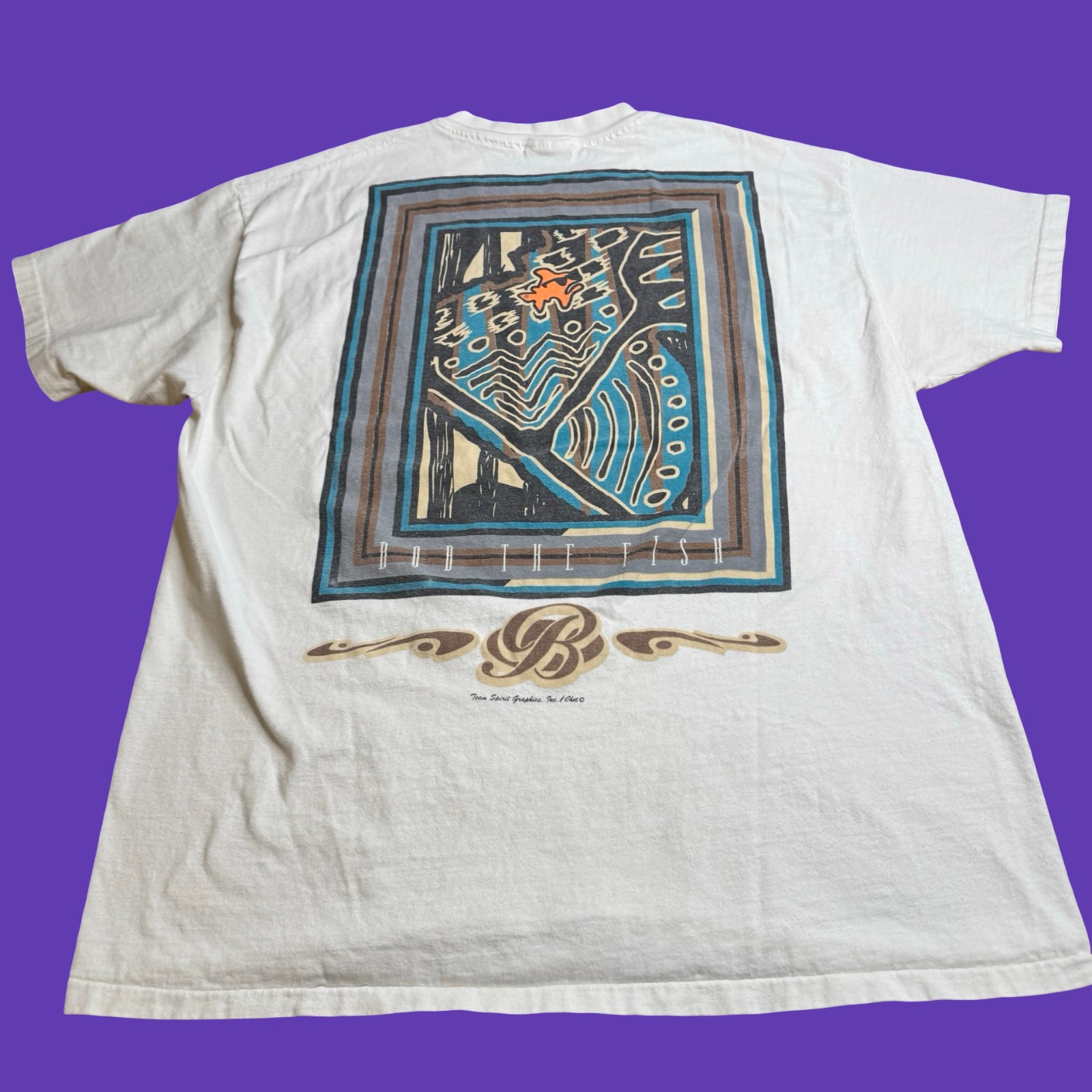 Bob The Fish T Shirt XL White Cotton Fish Portrait Graphic Novelty Vintage Y2K gallery
