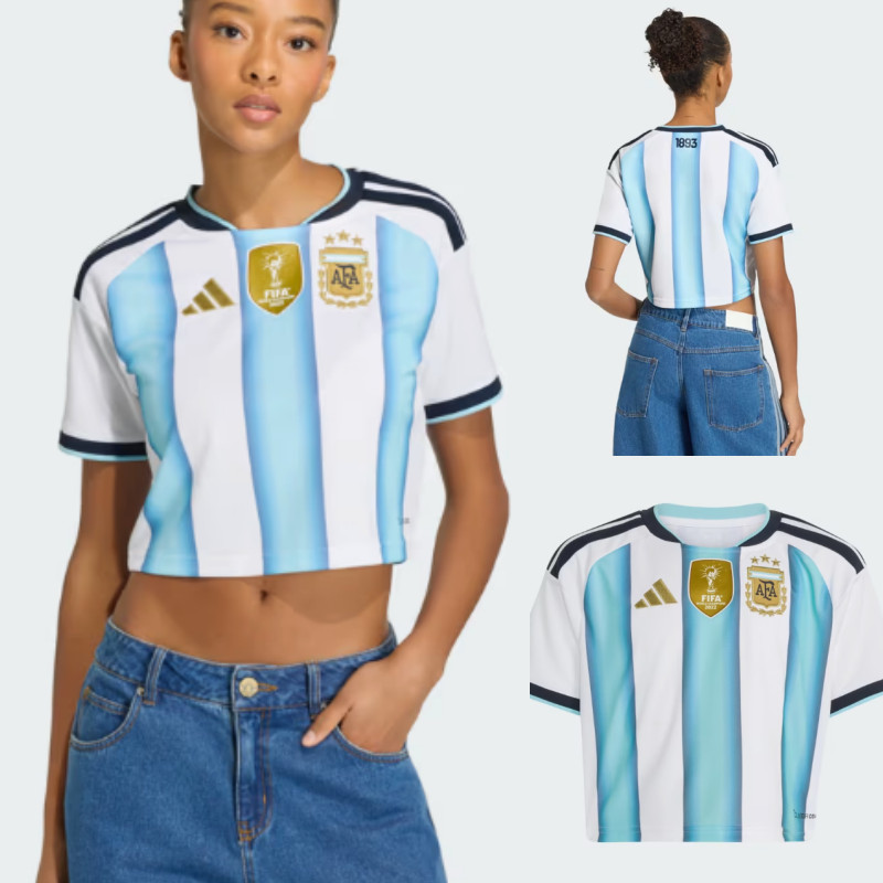 Adidas Argentina 26 Home Crop Jersey Women Shirt White Icey Blue KE5982 gallery