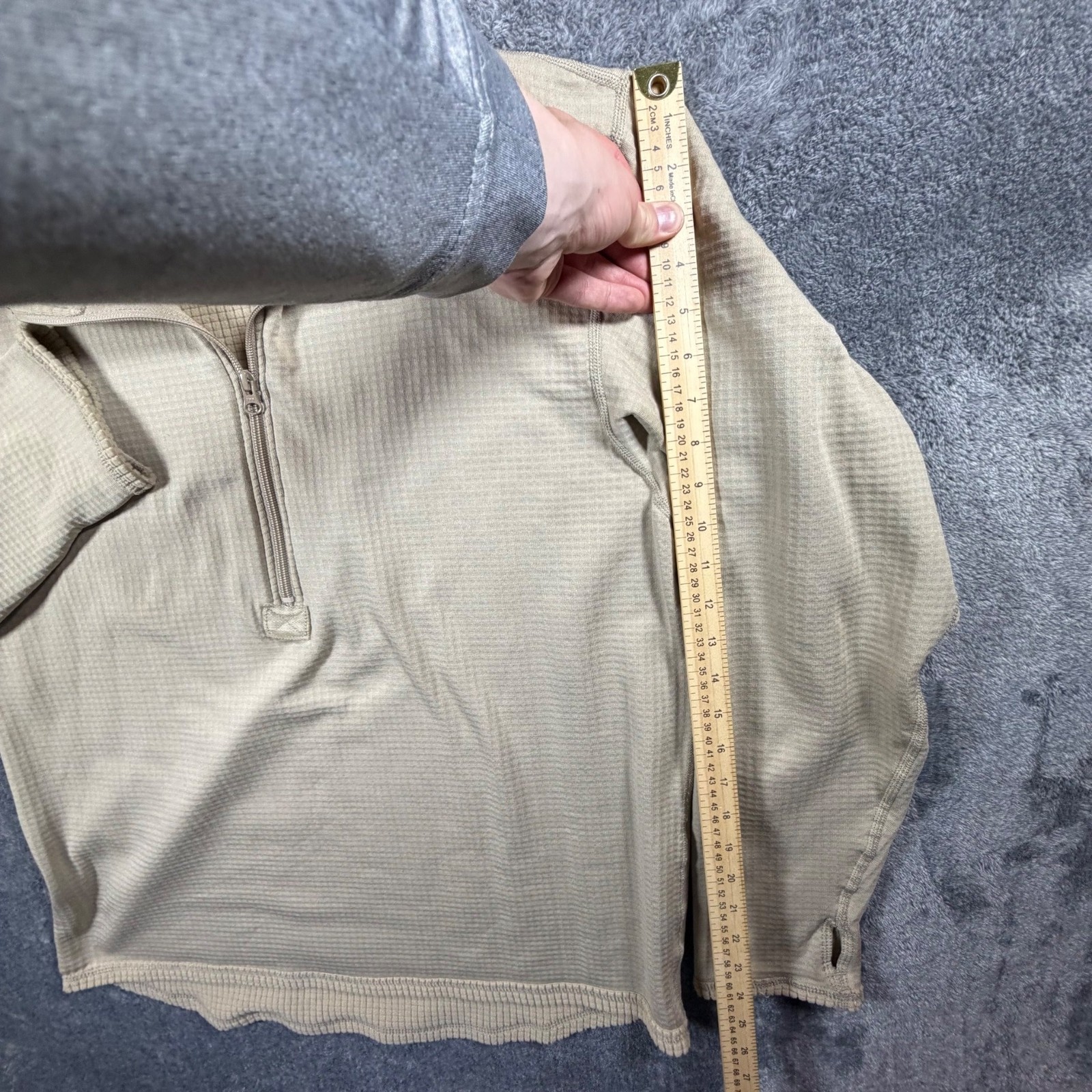 Peckham Pullover Shirt Mens Large 1/4 Zip ECWCS Gen III Tan Waffle Knit Thermal gallery