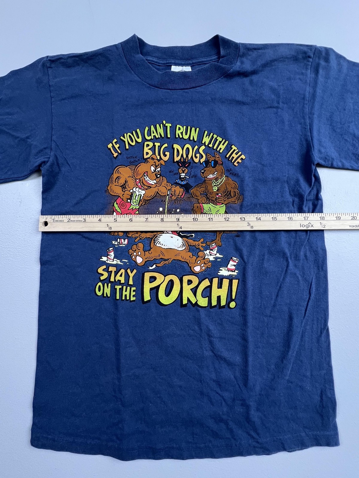 Vintage Stedman Shirt Mens Medium Blue Big Dogs Porch Graphic Tee Funny USA gallery