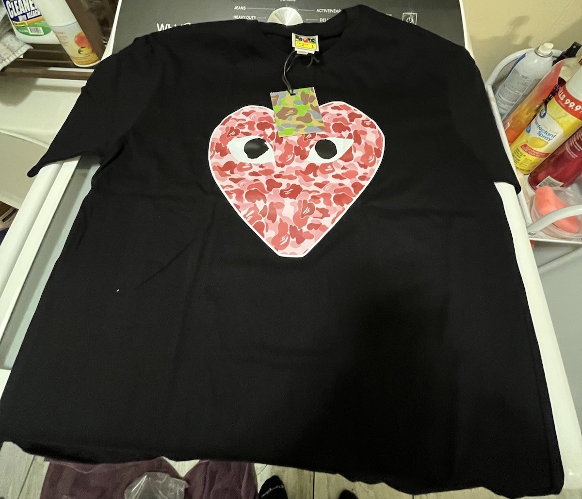 Comme des Garcons Play Men's L Black Cotton Short Sleeve Crew Neck Heart Logo gallery