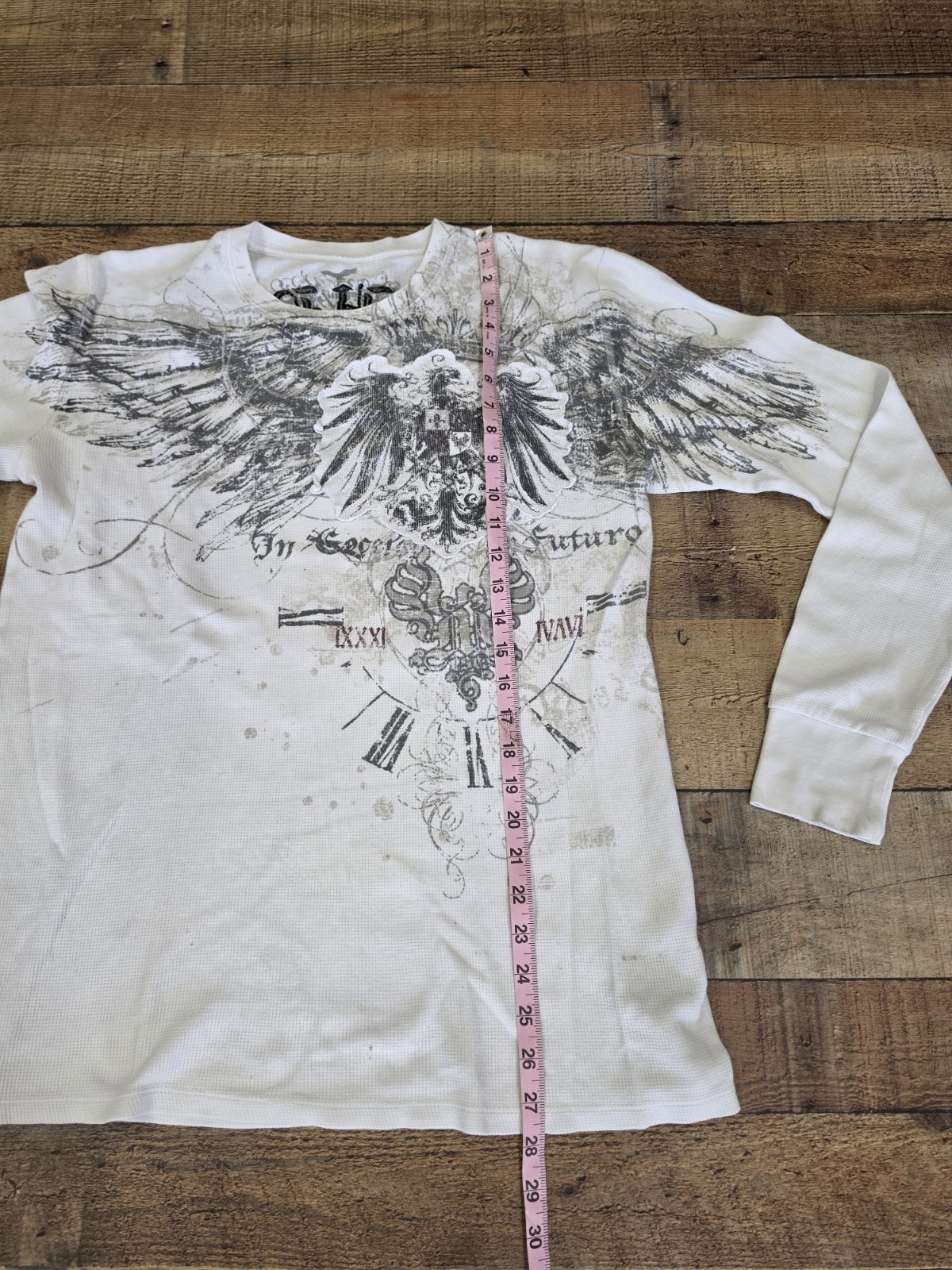 Vtg Y2k White Thermal Longsleeve Sz L Minor Flaws Embroidered Double Sided gallery