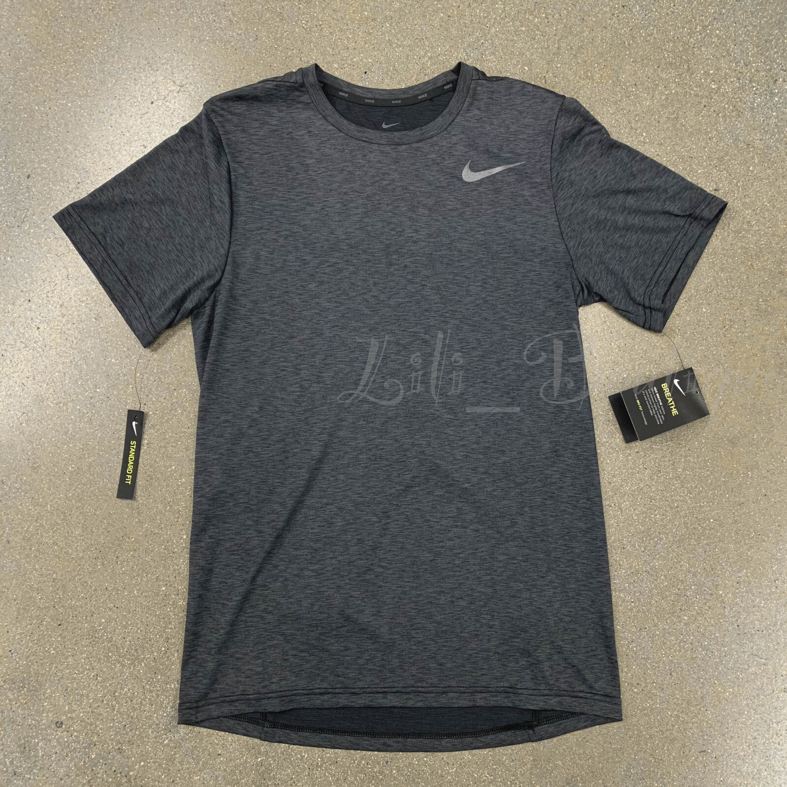 Nike Men Dri-Fit Breathe Training Top Tee Shirt AT3737-010 Charcoal Black Size M gallery