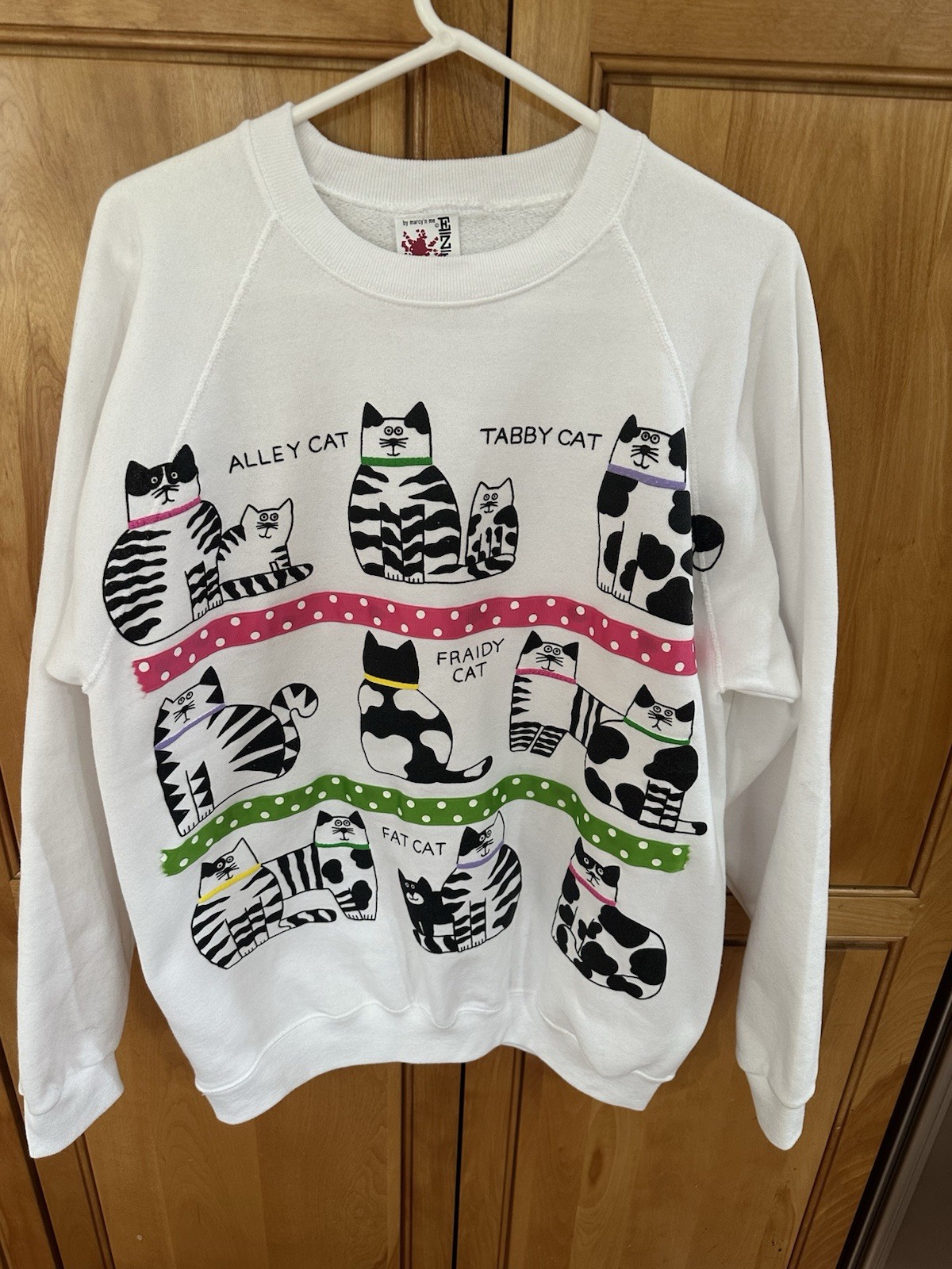 Vintage USA MADE EZL Marcy ‘N Me 1992 Sweatshirt Cats 48” L/XL One Size