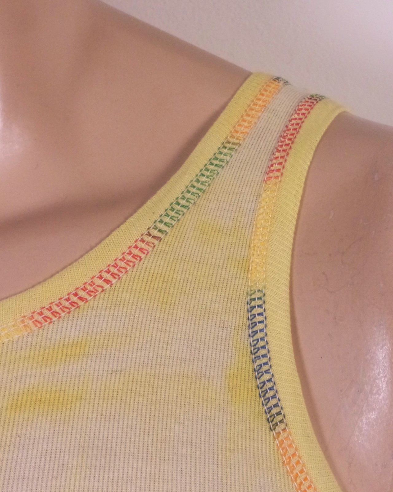 vintage 70s Cal-Cru NWOT Tank Top T-Shirt Rainbow Stitch soft thin USA sz M gallery