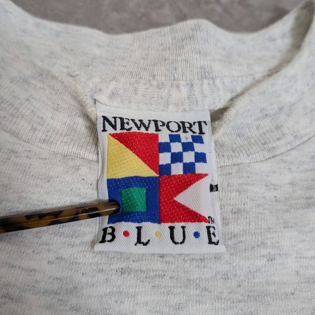 Vtg 90s Newport Blue Sailing Art T Shirt L Made in USA Single Stitch Sleeve Boxy gallery
