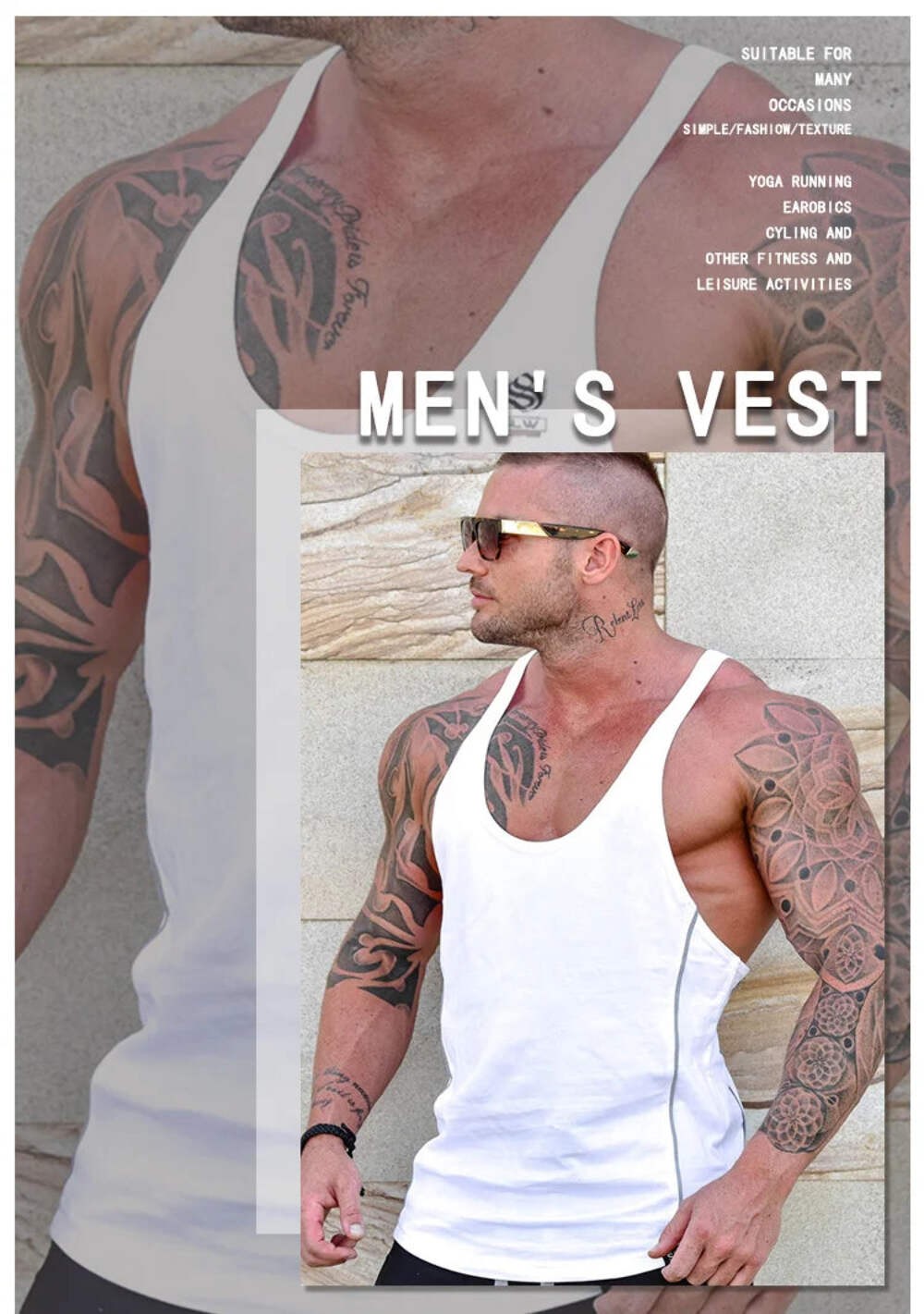 Men's Gym Tank Top Muscle Shirt Sleeveless T Shirt Workout Fitness Training Tee gallery