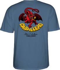 Powell Peralta Steve Caballero RED DRAGON II Skateboard T Shirt INDIGO BLUE