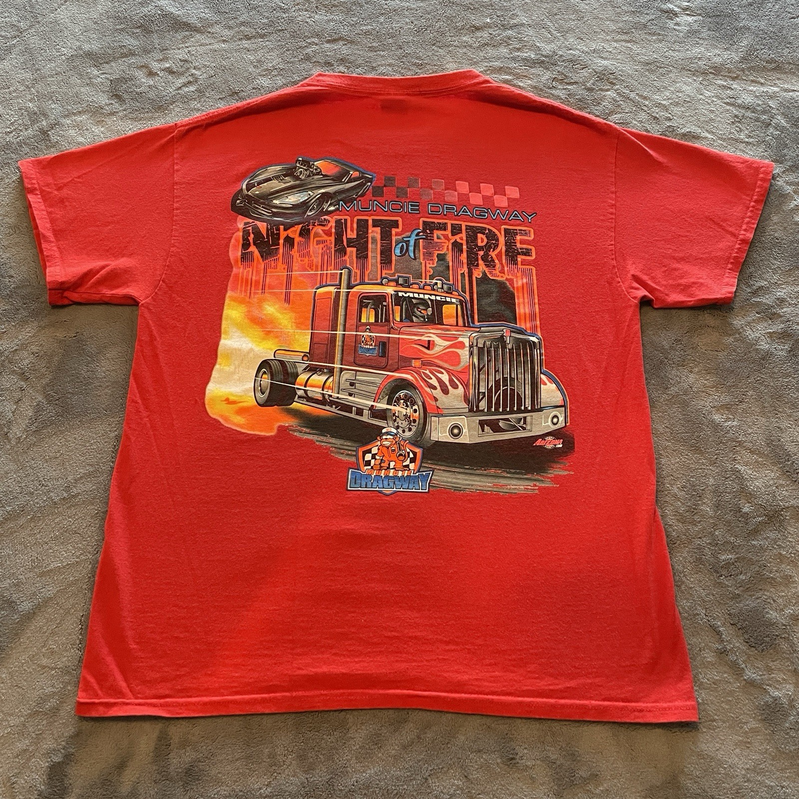 Vintage Drag Racing T-Shirt Mens Large Semi Art Motorsports Hot Rods Muscle Cars gallery