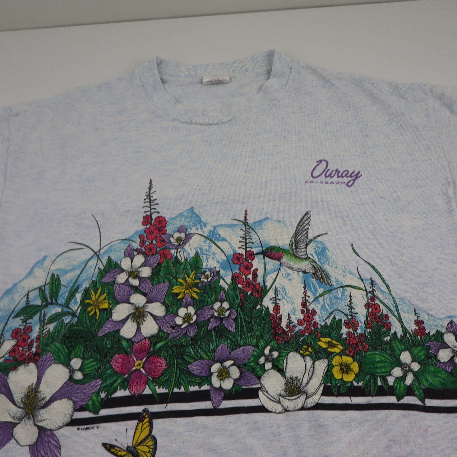 Vtg Hummingbird Habitat Nature T Shirt Mens Large Floral USA Tee Single Stitch gallery