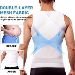 Men Compression Vest Post-Surgical Gynecomastia Chest Tank Top Body Shaper Shirt