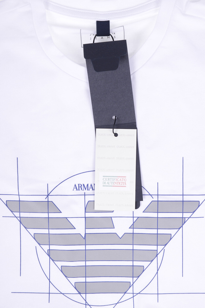 Armani Jeans AJ T-Shirt Sweatshirt Man White 6Y6T126J0AZ 1100 Sz M MAKE OFFER gallery