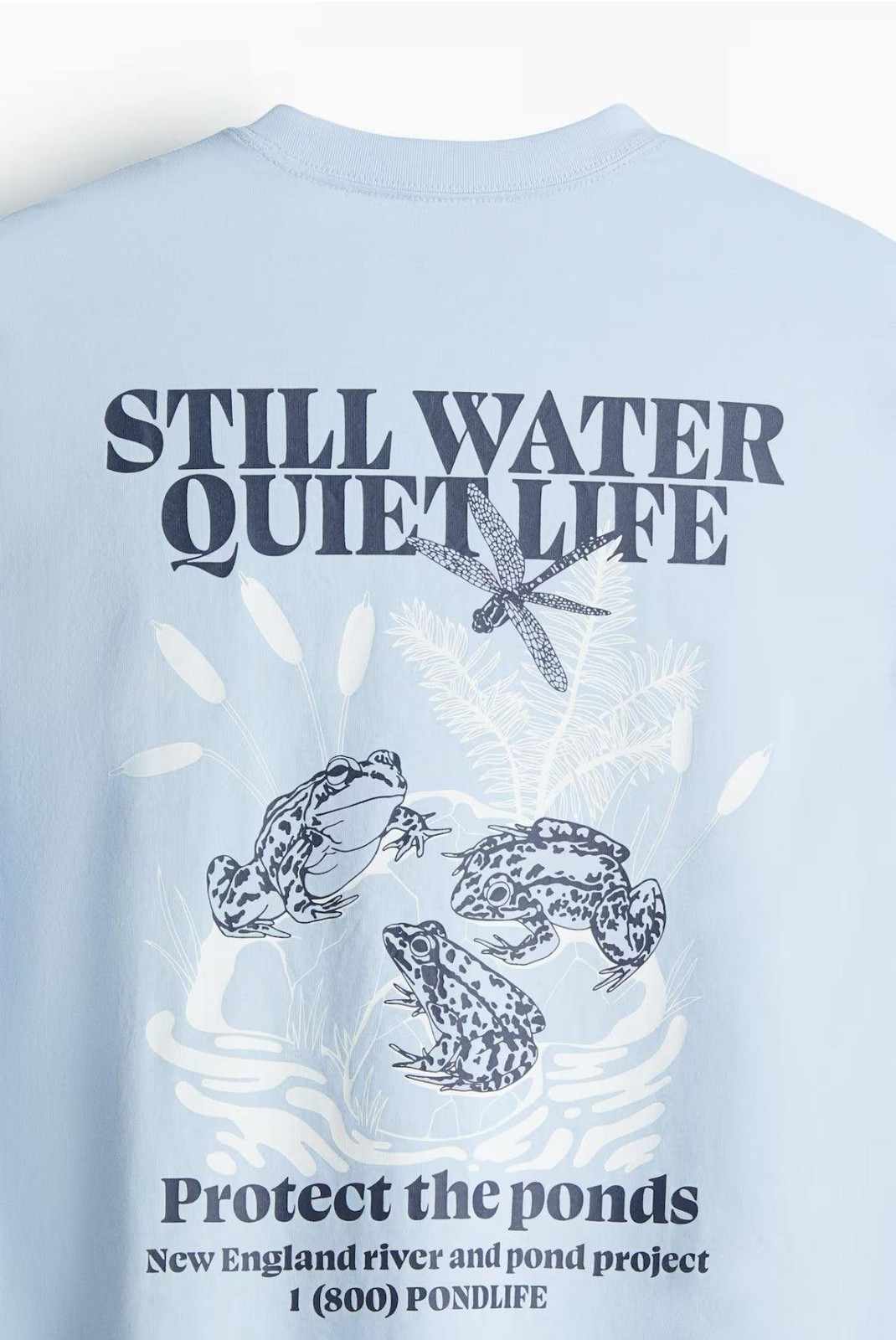 H&M Still Water Quiet Life Shirt Mens Medium Blue Frog Pond Graphic Back Tee NEW gallery