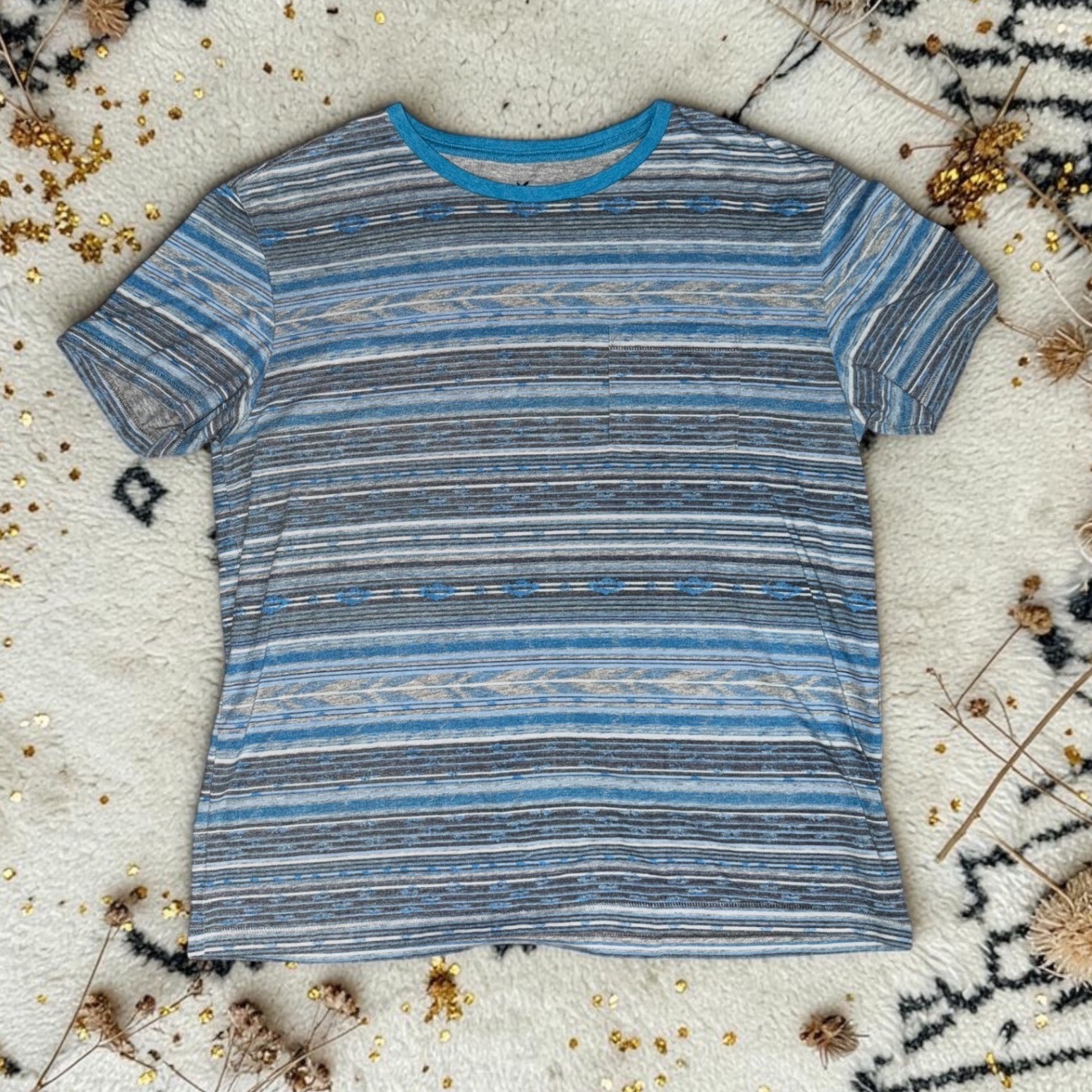 American Eagle Outfitters - Mens Large Blue Striped T-Shirt gallery