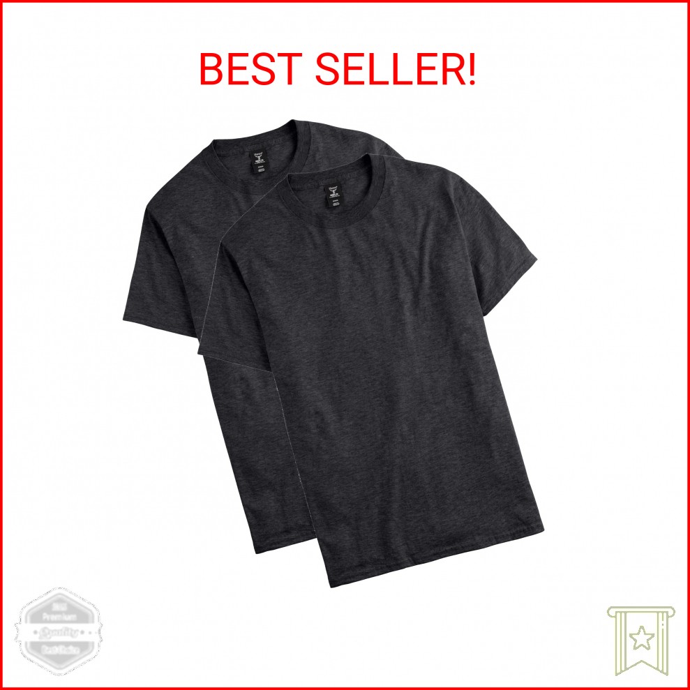 Hanes mens Short Sleeve Beefy-t (Pack of 2) T Shirt, Charcoal Heather, Large US