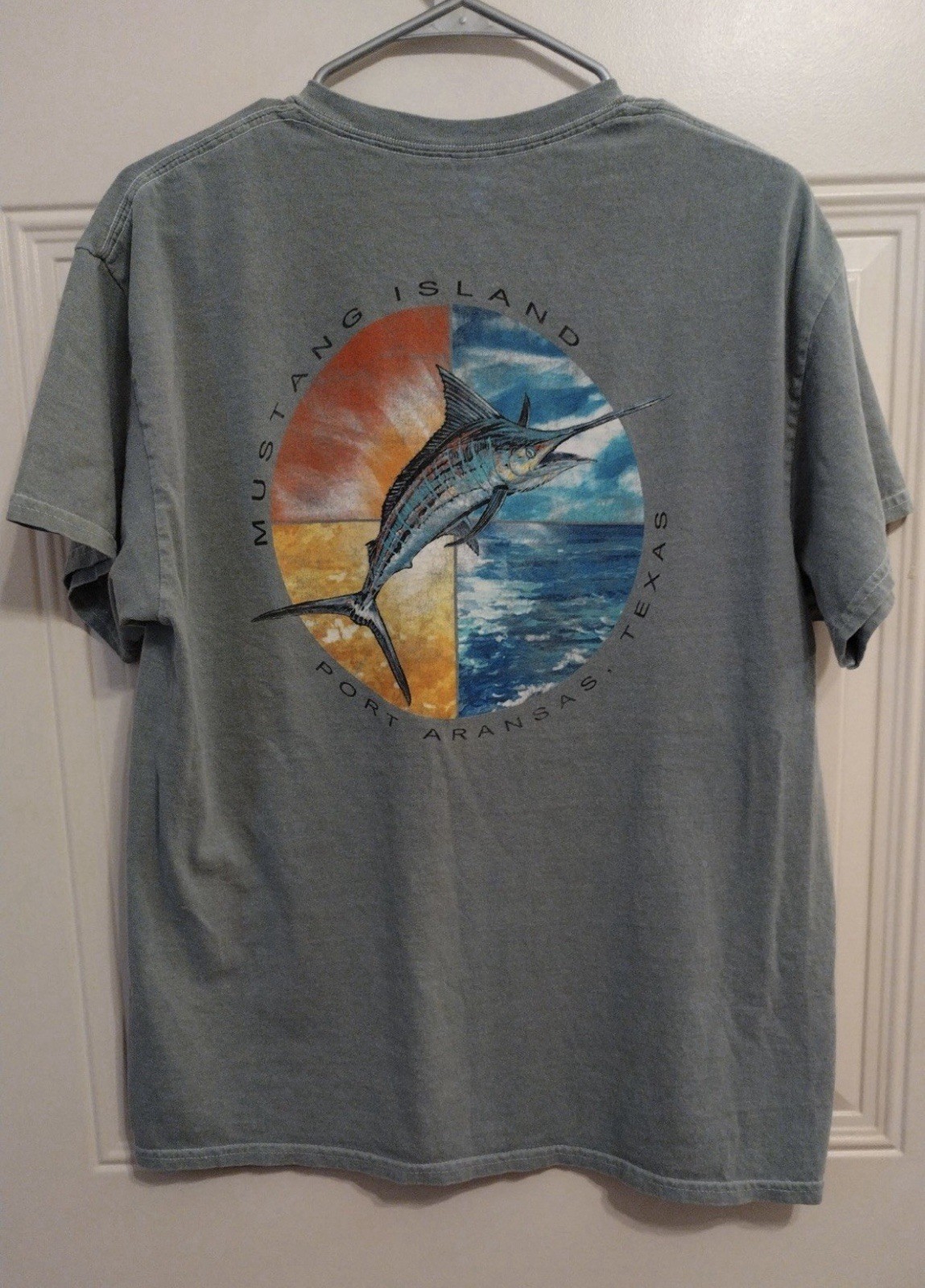 Mustang Island Port Aransas Texas Shirt Large Texan Marlin Fish Fishing BG2 gallery