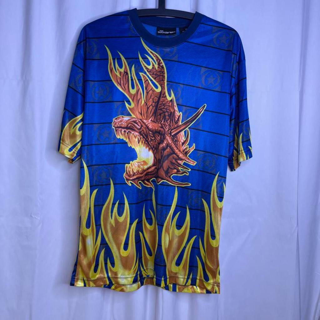 Dragon in Flames polyester see through t shirt by No Boundaries Size Large gallery