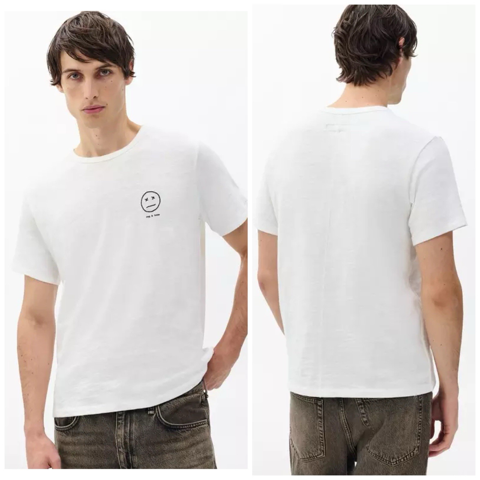 NWT Rag & Bone Sour Face Embroidered Tee In White Size: XXL gallery