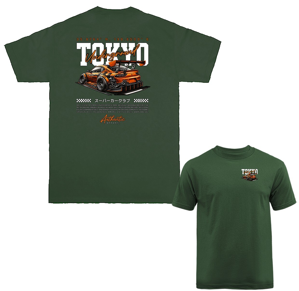Tokyo Underground Drift Imported Tuned Custom Sports Car Graphic T-shirt gallery