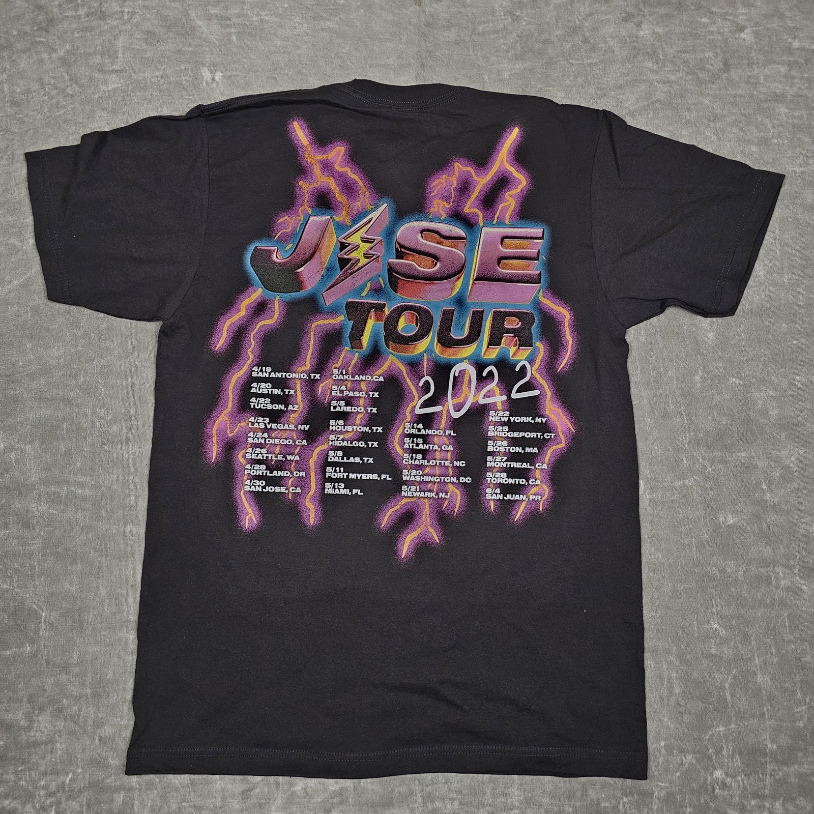 J Balvin Jose Tour Shirt Mens Large 2022 Concert Smiley Lightning Graphic Tee gallery