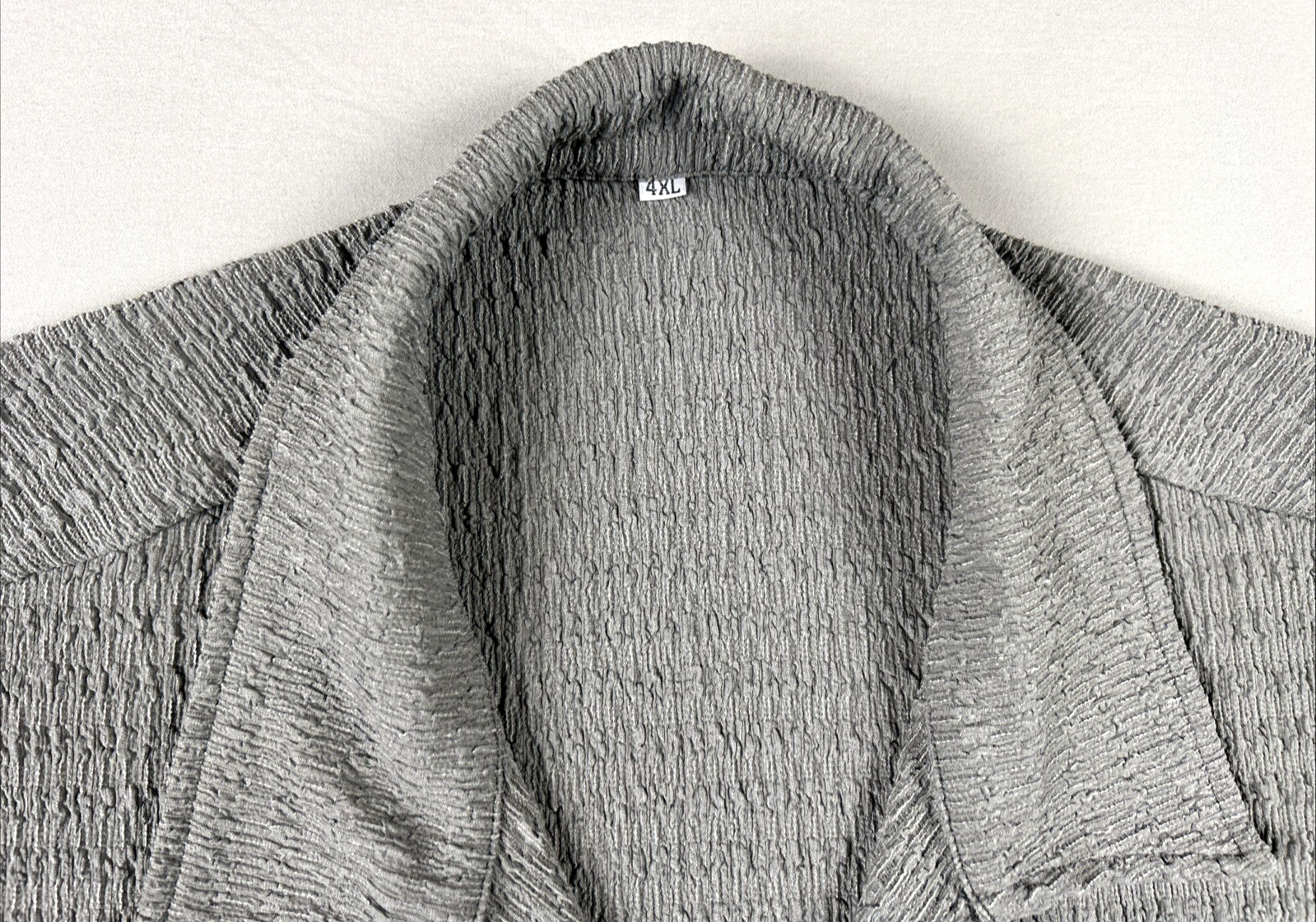 Men’s 4XL Gray Textured Fabric Shorts Sleeve T-shirt Soft Corrugated Stretch gallery